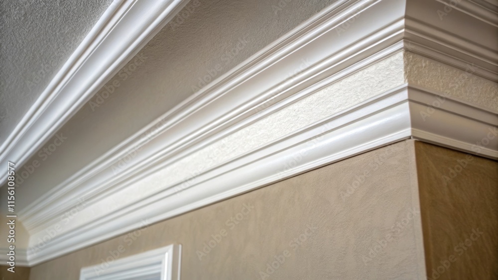 Poster a detail photograph of the ceiling line emphasizing the uniformity of the sanded surface as it meets