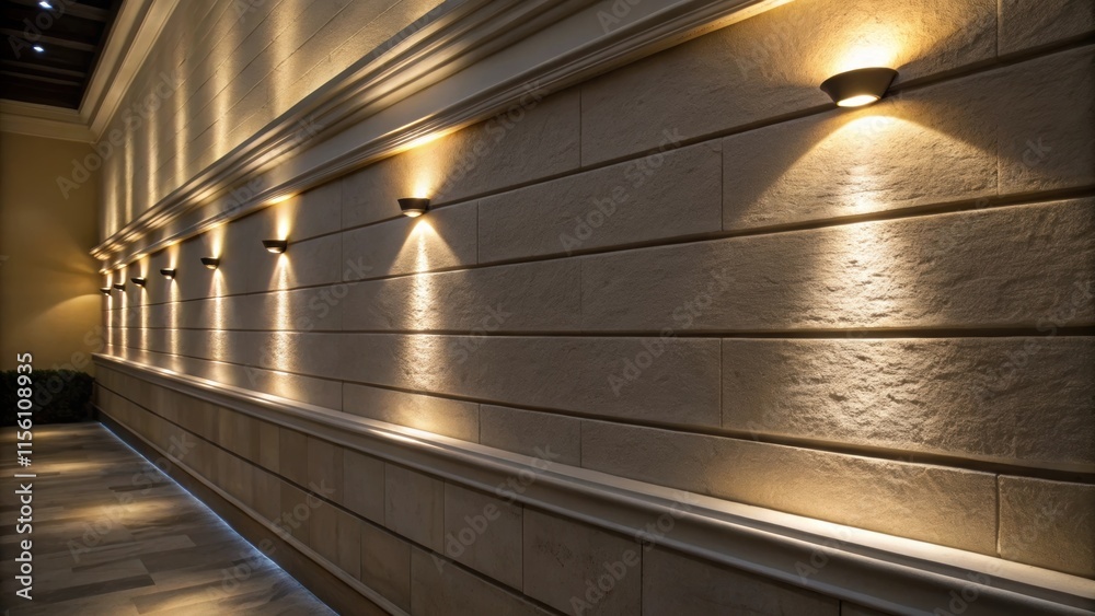 Fototapete a detailed look at a section of the wall where the recessed lighting casts an intriguing interplay o