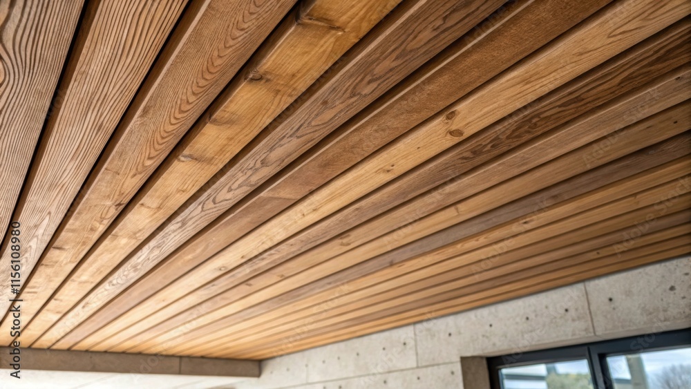 Aufkleber a detailed image focusing on the rough edges of the slats where they meet the ceiling illustrating t