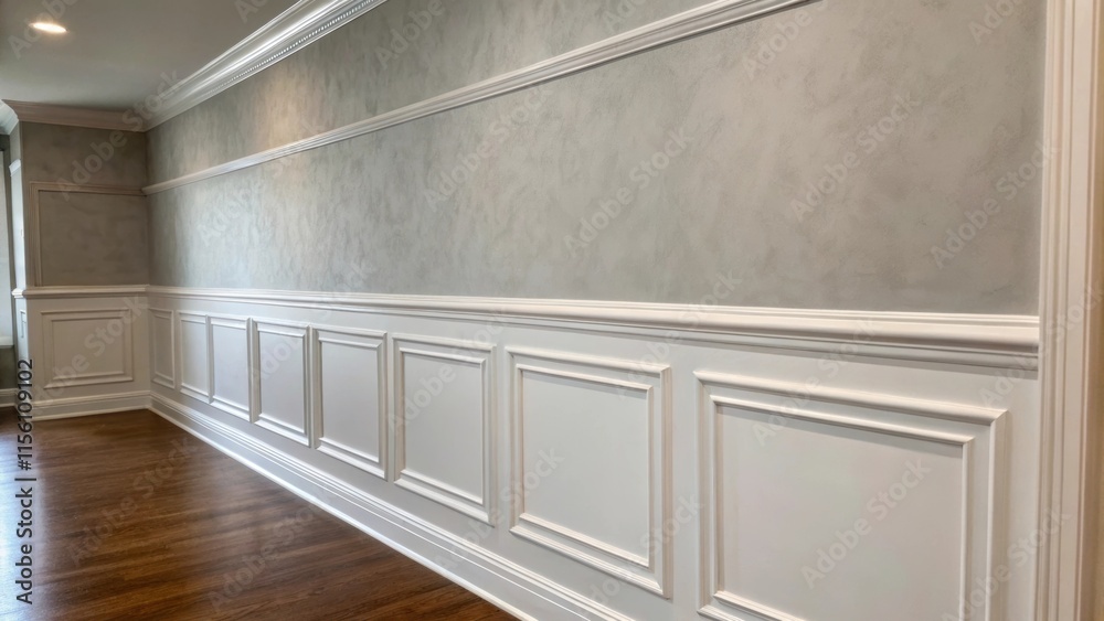 Poster a crisp pale gray wall showing subtle texture with perfect lines of paint meeting at the edges provi