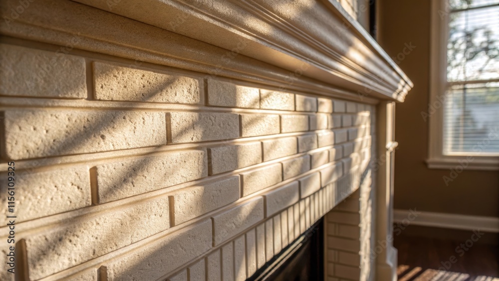 Poster A close view of the walls surface capturing delicate shadows cast on the smooth texture where the light falls giving an idea of how the fireplace will transform the ambiance.