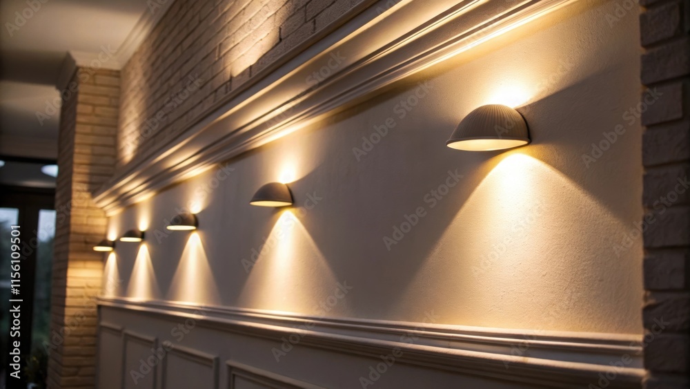 Aufkleber A closeup view of light spilling from recessed fixtures onto the wall casting a gentle hue that transforms the empty space into a cozy nook.