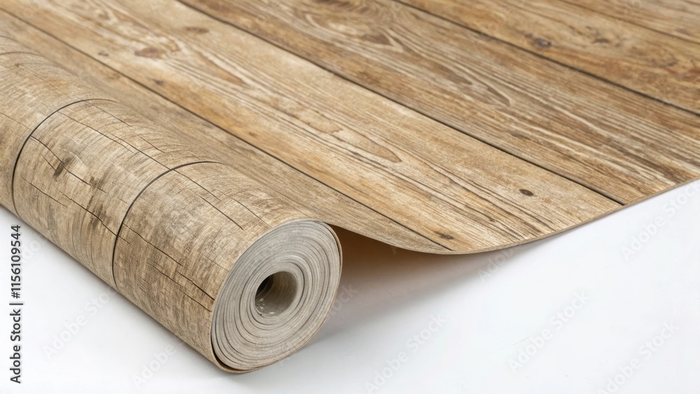 Poster a closeup view of a textured wallpaper roll featuring a natural wood grain effect the surface design