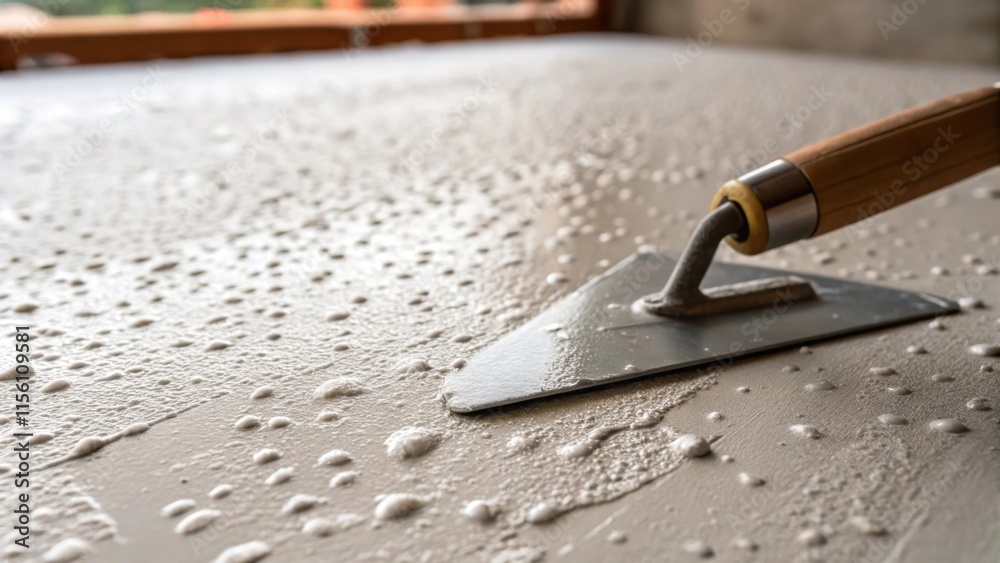 Poster a closeup view captures the fine details of a freshly applied plaster surface showcasing tiny air bu