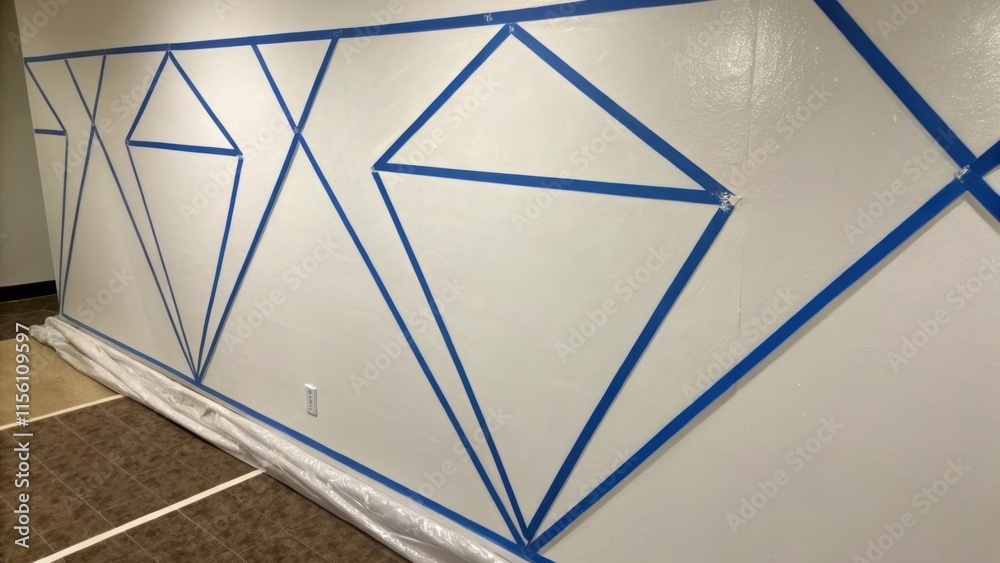 Aufkleber A closeup shot where areas of painters tape lie in stark contrast with the wall some segments meticulously aligning to create a diamond shape almost like a hidden gem amidst the