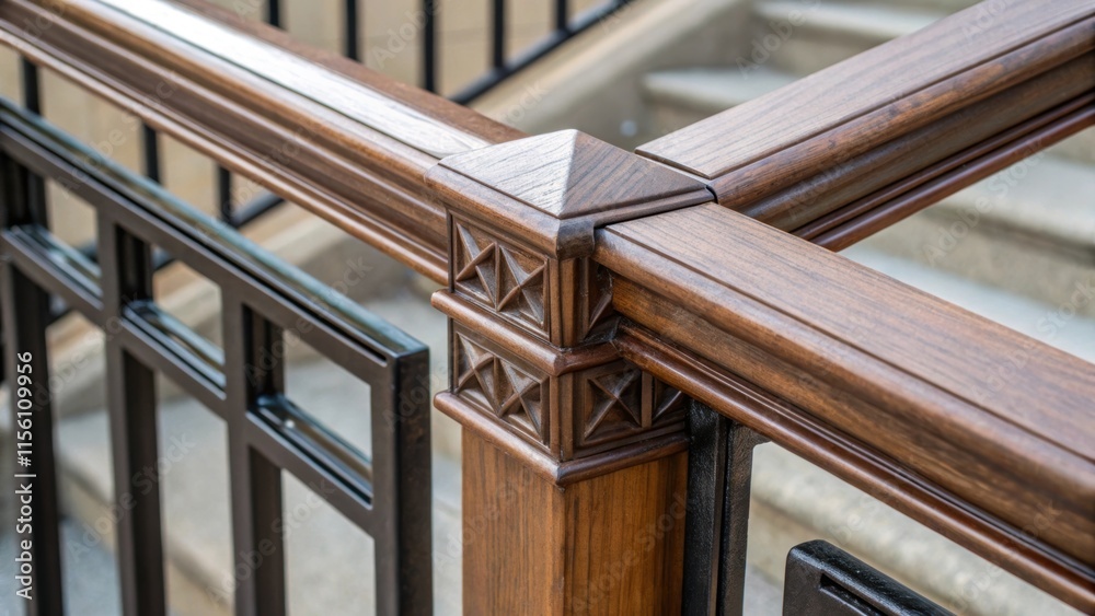 Aufkleber A closeup of the railings corner joint where two sections meet revealing the detailed craftsmanship and the raw potential of the structure lying in wait for its final coat.