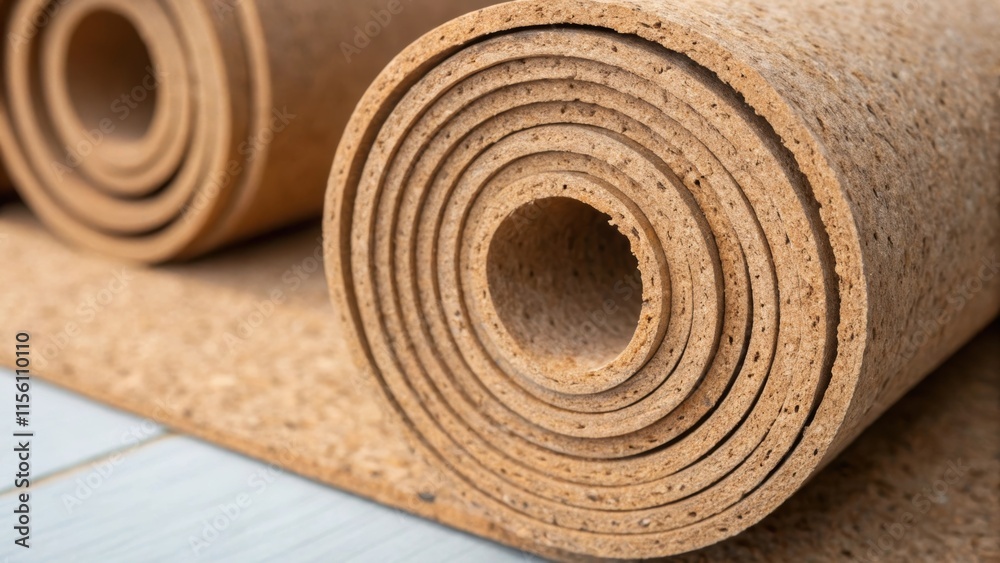 Aufkleber A closeup of the cork rolls end shows the layered structure of the material highlighting how the rolled cork balances form and function for durable flooring.