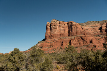 Approaching Red rock mountain formations to the north of Oak Creek village - 1