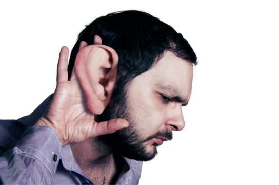 Funny man with big ear