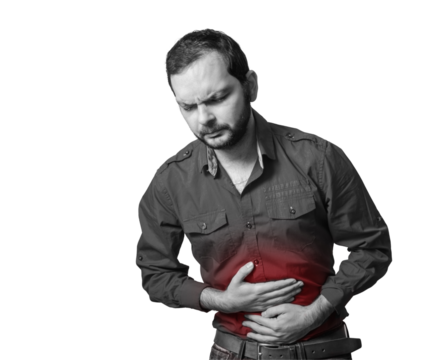 Man has a stomach pain