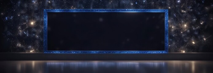 Obraz premium Glittering Dark Blue Frame with Sparkling Bokeh, sparkle, mood