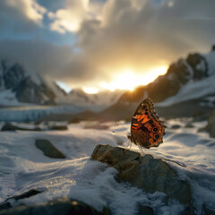 Obraz premium butterfly on the top of mountain