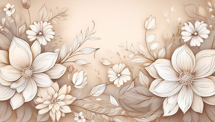 A soft beige background adorned with delicate hand-drawn doodles of flowers, creating a feminine and elegant atmosphere, ideal for invitations, stationery, or personal projects.
