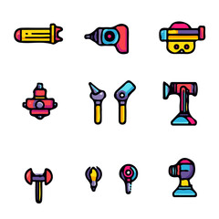 Colorful Repair Tools Icons – Artistic and Practical Set of Icons for Wrenches, Hammers, and Repair Work
