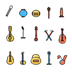 Music Icons with Color Set – Stylish and Dynamic Icons Perfect for Music, Audio, and Entertainment Projects
