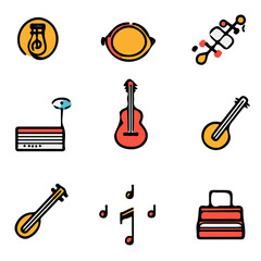 Music Icons with Color Set – Stylish and Dynamic Icons Perfect for Music, Audio, and Entertainment Projects
