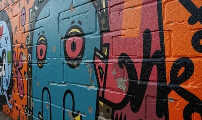 Fototapeta premium Vibrant street art showcasing colorful graffiti that embodies urban creativity and artistic expression. Perfect for projects focused on culture, youth, and modern design.