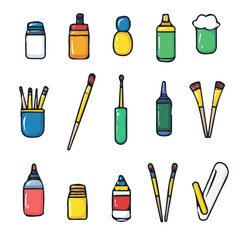 Colorful Paint Icons – Artistic and Fun Set of Icons for Paint, Brushes, and Art Design
