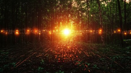 Naklejka premium Bright Dynamic Angles in Modern Forest Setting