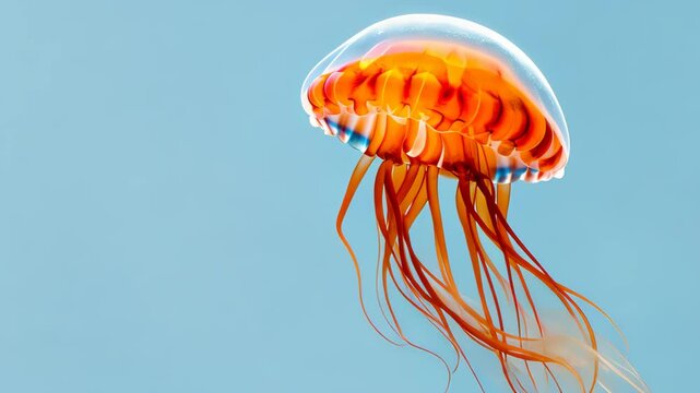 Vibrant web banner featuring a Portuguese man o war on a blue backdrop, ideal for marinethemed promotions.
