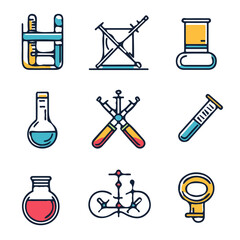 Colorful Icons Set of Research – Creative and Detailed Research Icons, Stylish Vector Art for Scientific and Academic Design
