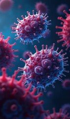 Fototapeta premium A detailed, high-resolution image of viruses, showcasing their unique structure and colors, perfect for healthcare, scientific research, and educational purposes.