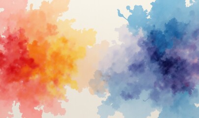 A vibrant watercolor abstract background featuring warm orange and cool blue tones, ideal for creative projects, branding, and artistic designs.
