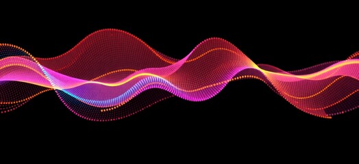 Colorful sound waves in low poly style. Abstract 3D visualization of data. Dynamic patterns. Futuristic design. Visual representation of complex data. Colorful data visualization. Technology concept.