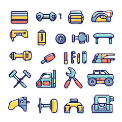 Vehicle Icons with Color Set – Stylish and Detailed Vehicle Icons, Perfect for Transportation and Digital Design
