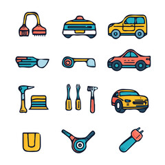 Vehicle Icons with Color Set – Stylish and Detailed Vehicle Icons, Perfect for Transportation and Digital Design

