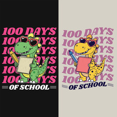 Dinosaur 100 days of school t-shirt design