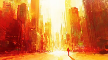 Fototapeta premium Urban Challenges Illuminated by Vibrant Light