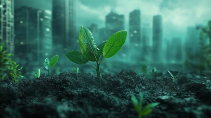 Urban Growth in a Soft Light Cityscape Background