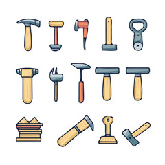 Woodwork Icons with Color Set – Stylish and Detailed Woodworking Icons, Perfect for Digital and Graphic Design
