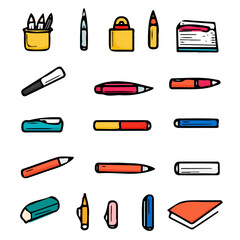 Colorful Icons Set of Writing – Vibrant and Creative Writing Icons, Modern Vector Art for Design Projects