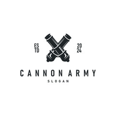 simple military cannon logo design army weapon template illustration symbol
