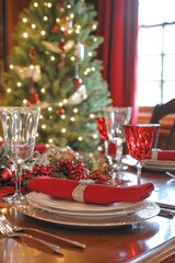 christmas dinner table setting