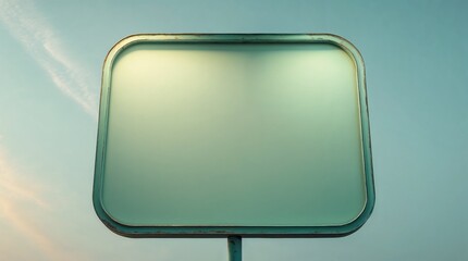 Empty vintage signboard against a soft sky background, ideal for customization