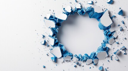 Obraz premium Distressed denim jeans, torn details, white backdrop with text space