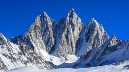 Stunning mountain peaks illuminated by sunrise in Torres del Paine National Park, Patagonia