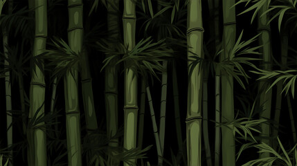 Obraz premium Dense bamboo forest background in rich green tones concept for nature and tranquility