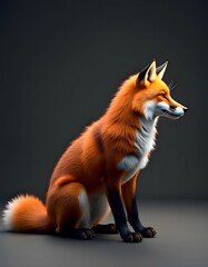 Obraz premium Red Fox Sitting Profile Digital Art Dramatic Lighting