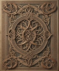 Ornate Celtic knotwork design used as a border on a medieval-style manuscript page,  knotwork,  lettering