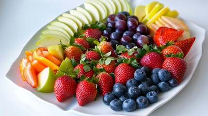 Colorful assorted fruit platter for healthy snacking and refreshing summer parties