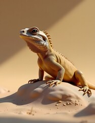 Fototapeta premium Pale Desert Lizard Basking Sand Dune Sunlight Scenic