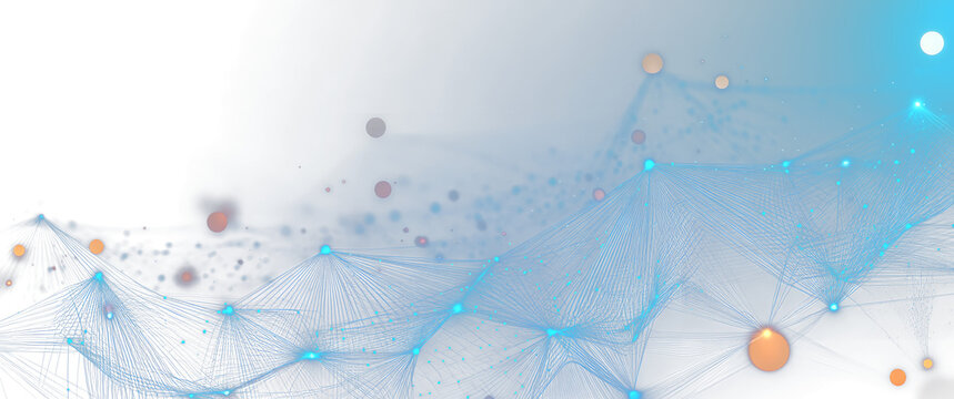 Abstract internet network connection design for web site. Digital data, communication, science and futuristic concept. Vector molecule, Network Connected lines with dots, technology on blue background