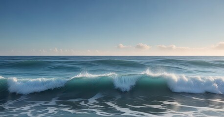 Obraz premium Calming ocean waves on a serene blue background , serenity, natural