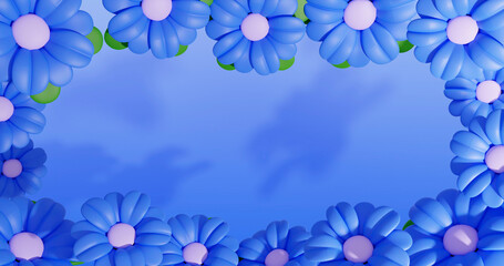 Flower Background 3D Cartoon Render