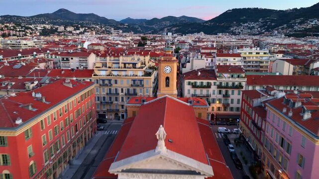 Cote d Azur in France, drone view of luxury resort on the French Riviera, Nice seaport aerial view, Nice harbour with yachts, famous holiday destination in France
