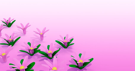 Garlic FlowerBackground 3D Cartoon Render